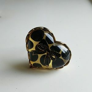 Betsey Johnson Polka Dot Ring w Bow Detail